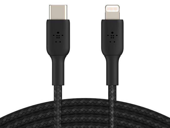 Belkin BoostCharge Braided USB-C to Lightning Cable (1m / 3.3ft, Black)