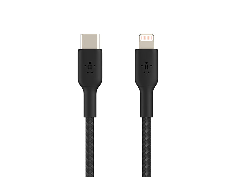 Belkin BoostCharge Braided USB-C to Lightning Cable (2m / 6.6ft, Black)