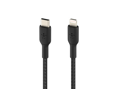 Belkin BoostCharge Braided USB-C to Lightning Cable (2m / 6.6ft, Black)
