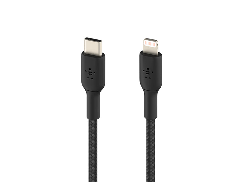 Belkin BoostCharge Braided USB-C to Lightning Cable (2m / 6.6ft, Black)
