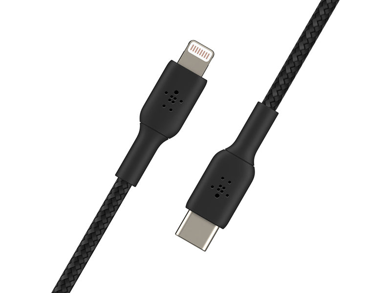 Belkin BoostCharge Braided USB-C to Lightning Cable (2m / 6.6ft, Black)