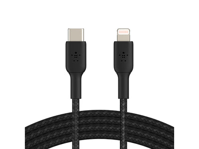Belkin BoostCharge Braided USB-C to Lightning Cable (2m / 6.6ft, Black)