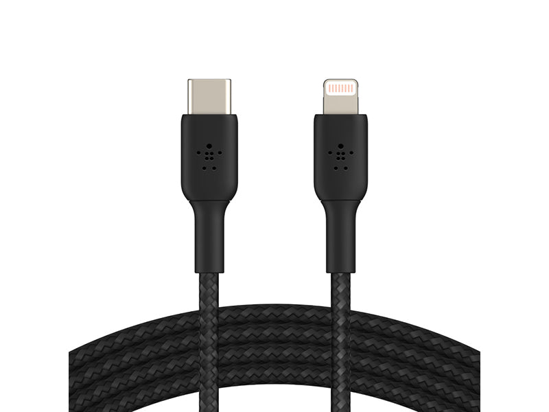 Belkin BoostCharge Braided USB-C to Lightning Cable (2m / 6.6ft, Black)