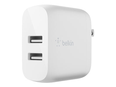 Belkin BoostCharge Dual USB-A Wall Charger 24W with Micro-USB Cable - White