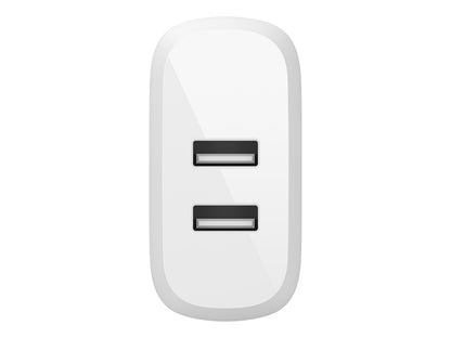 Belkin BoostCharge Dual USB-A Wall Charger 24W with Micro-USB Cable - White