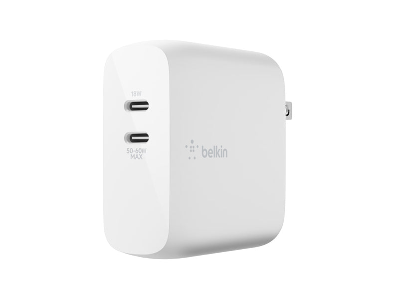 Belkin BoostCharge Pro Dual USB-C GaN Wall Charger 68W - White