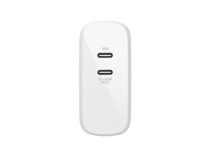 Belkin BoostCharge Pro Dual USB-C GaN Wall Charger 68W - White