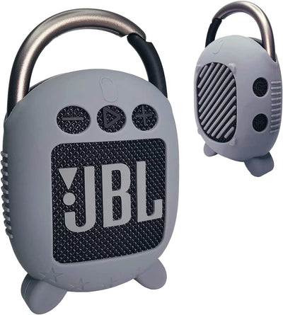 Silicone Protective Case for JBL Clip 4 – Durable Carrying Cover with Stand-Up Holder, Designed for JBL Clip 4 Portable Bluetooth Speaker (Grey)