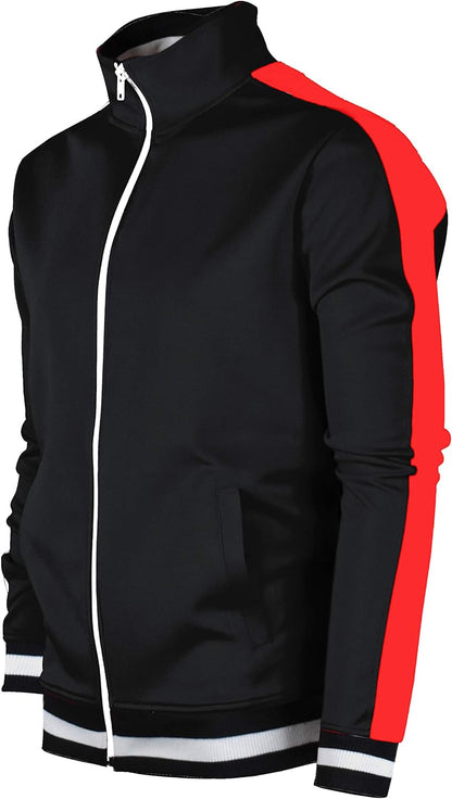 Men's Slim Fit Track Jacket - Urban Hip Hop Streetwear with Side Taping