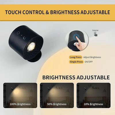 LED Double Head Wall Lamp – Touch & Remote Control, 360° Rotatable, USB Rechargeable, Wireless Portable Night Light for Bedroom & Reading