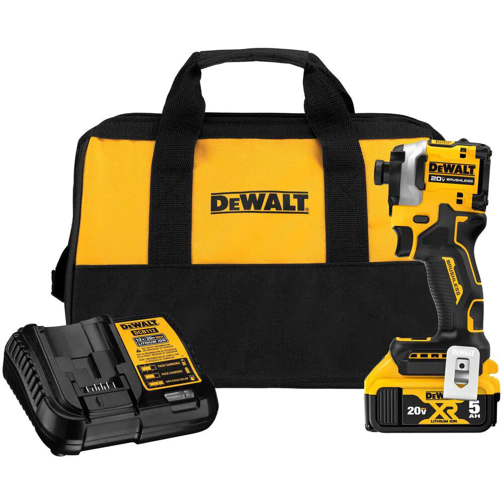 ATOMIC 20V MAX Brushless Impact Driver Kit with 5Ah Battery, Charger & Bag