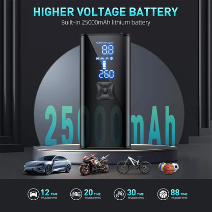 150PSI Portable Tire Inflator with 25000mAh Battery for Car Tires