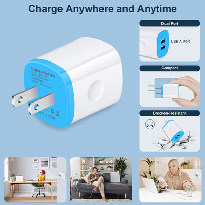 Fast charging for all devices: Dual-port charging block delivers 2.1A power for quicker, efficient charging