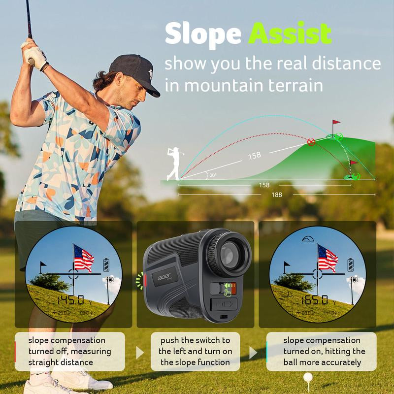 Acer Laser Golf Rangefinder with Slope – 800/1200 Yards, Magnetic & Rechargeable, 6X Magnification – Perfect for Golf, Hunting, Scouting, and Outdoor Adventures – Ideal Gift for Men