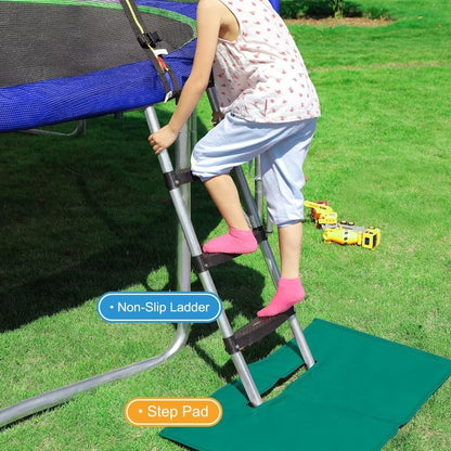 No-Gap Design Outdoor Trampoline with Safety Enclosure Net, 1500 LBS Capacity - Available in Sizes 8FT to 16FT