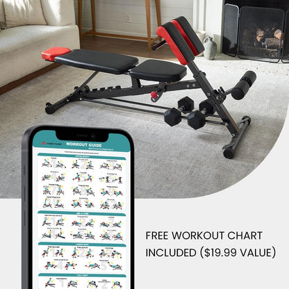 Multi-Functional FID Weight Bench - All-in-One Workout Solution with Hyper Back Extension & Adjustable Features