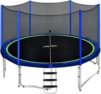 No-Gap Design Outdoor Trampoline with Safety Enclosure Net, 1500 LBS Capacity - Available in Sizes 8FT to 16FT