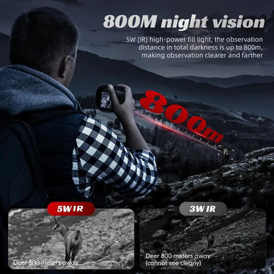 Night Vision Monocular with HD Screen & Infrared – Compass, Photo & Video Capture, Ideal for Camping & Wildlife Observation