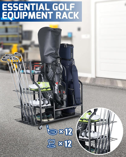 Ultimate Golf Storage Rack – Organize Bags, Clubs & Equipment with Ease