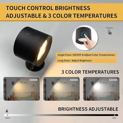 LED Double Head Wall Lamp – Touch & Remote Control, 360° Rotatable, USB Rechargeable, Wireless Portable Night Light for Bedroom & Reading
