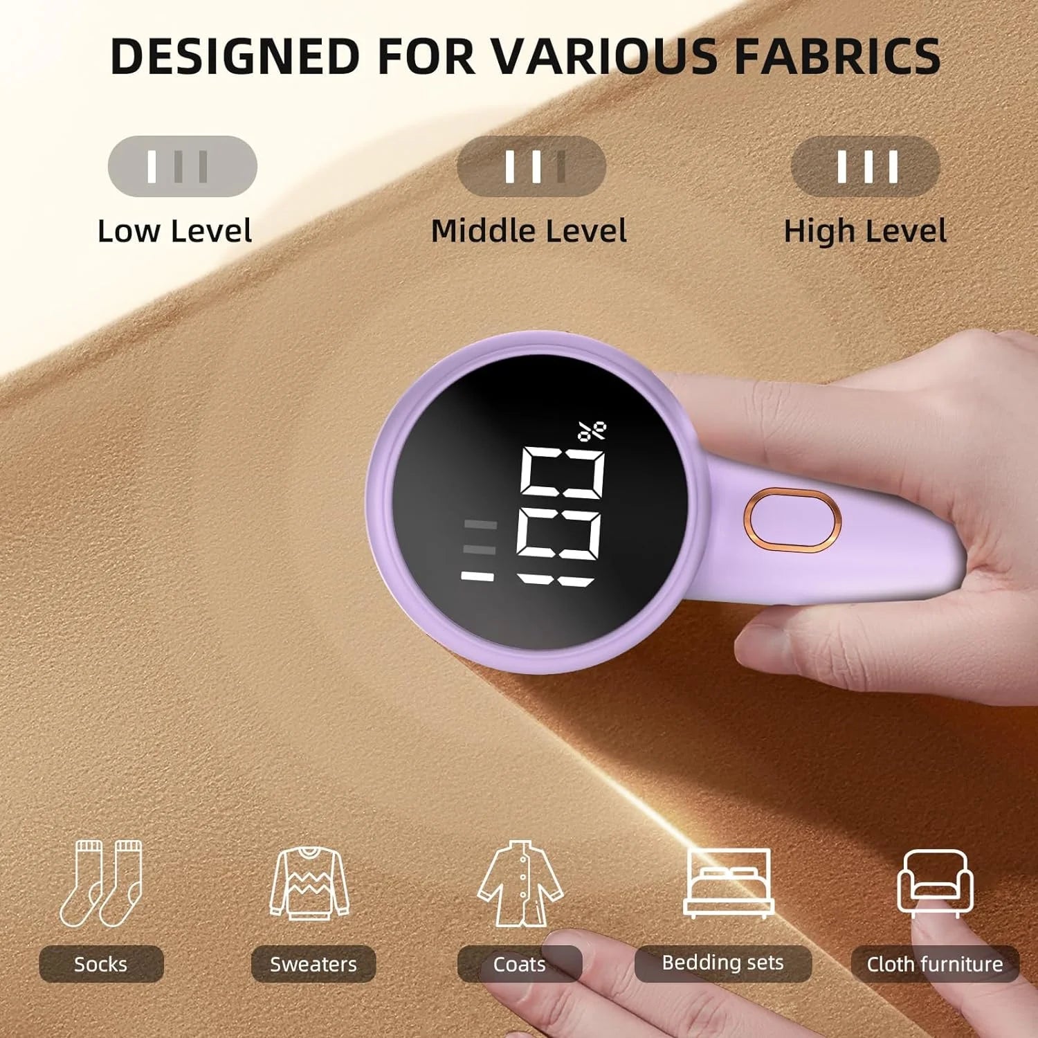 Rechargeable Fabric Shaver - 3-Speed Lint Remover with LED Display & 6-Blade Design for Clothes, Furniture, Sweaters, and Blankets