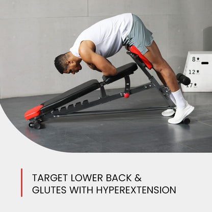 Multi-Functional FID Weight Bench - All-in-One Workout Solution with Hyper Back Extension & Adjustable Features