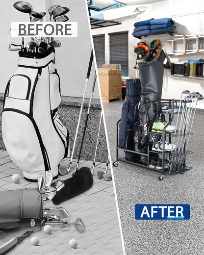 Ultimate Golf Storage Rack – Organize Bags, Clubs & Equipment with Ease