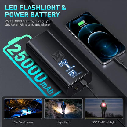150PSI Portable Tire Inflator with 25000mAh Battery for Car Tires