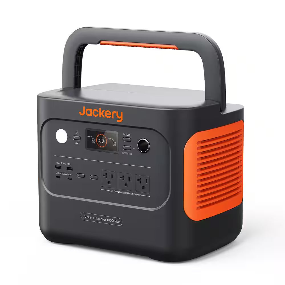 2000W Solar Generator 1000+ with Expandable LiFePO4 Battery, Push-Button Start & Dual 100W Solar Panels