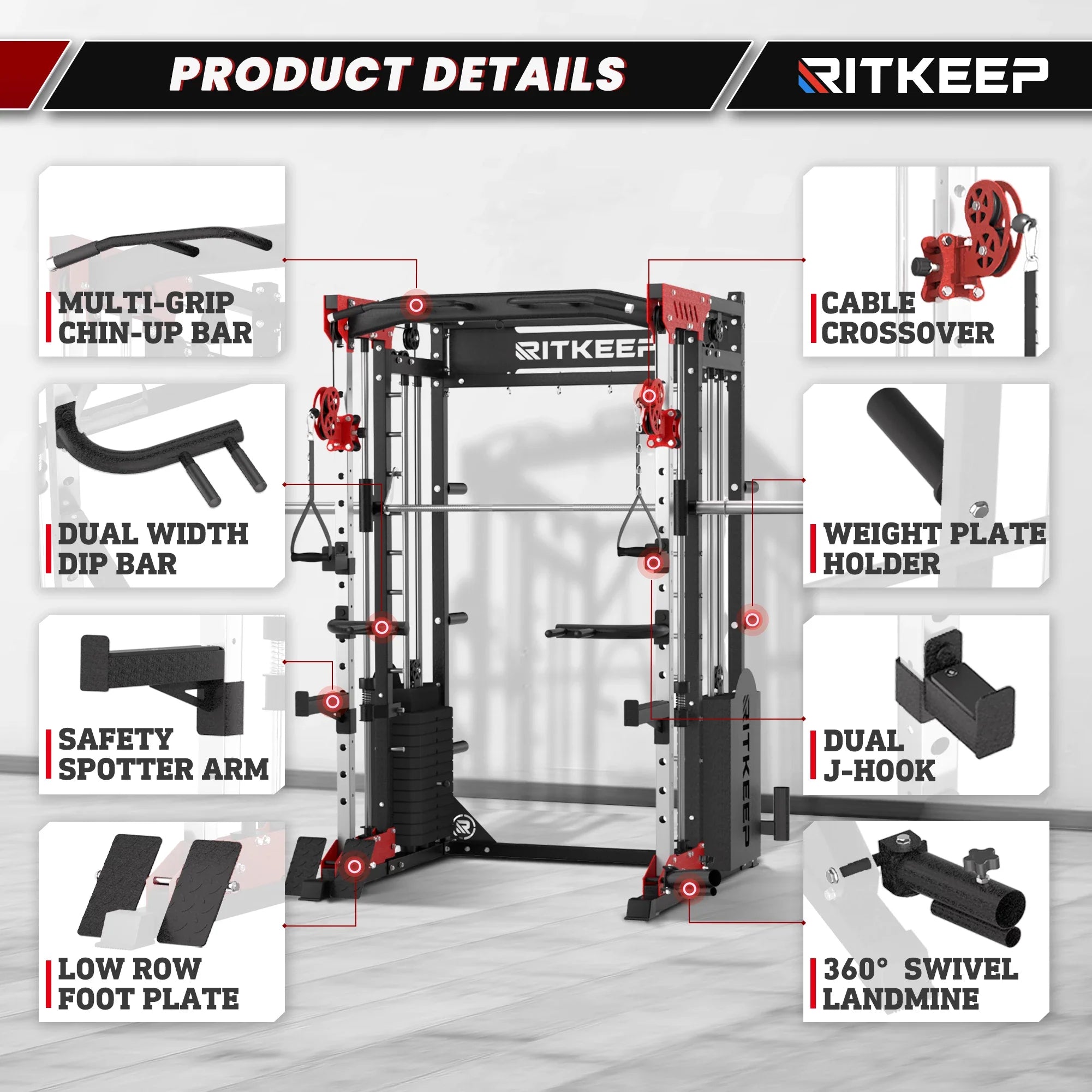 PMAX 5600 Home Gym Smith Machine with Integrated Weight System