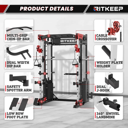 PMAX 5600 Home Gym Smith Machine with Integrated Weight System