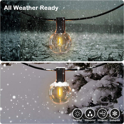 50FT Shatterproof LED Globe String Lights - Dimmable, Waterproof Edison Bulbs for Outdoor Patio, Party, and Wedding Decor