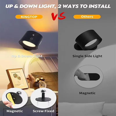 LED Double Head Wall Lamp – Touch & Remote Control, 360° Rotatable, USB Rechargeable, Wireless Portable Night Light for Bedroom & Reading